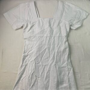 NWT Madewell Alexi Dress Flutter Sleeves Square Neck Linen White Womens Size 4